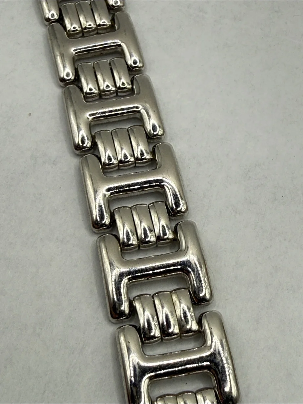 Classic Vintage Monet Chunky Silver tone open work Link Bracelet Sz 7